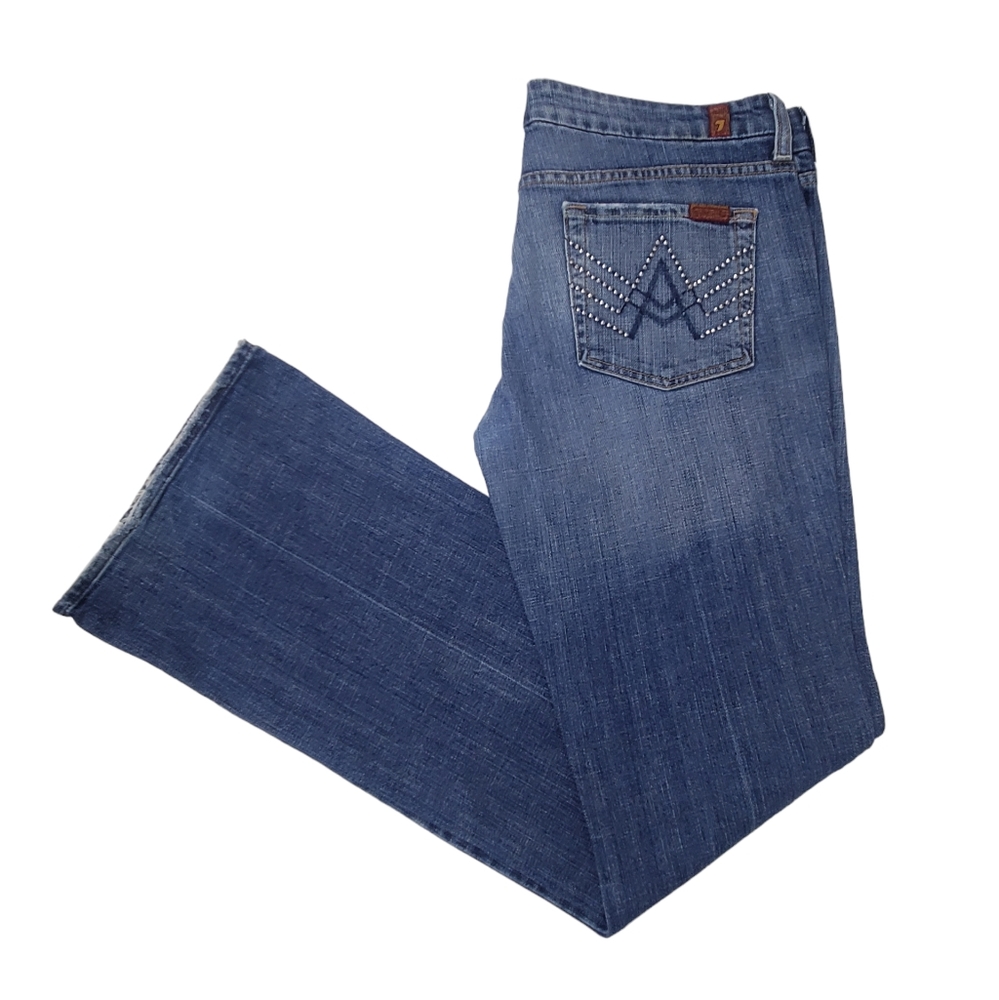 7FAMK "A" Pocket Rhinestone Flare Jeans